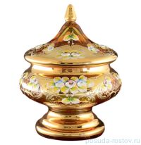 Ваза 21 см с крышкой &quot;Лепка янтарная&quot; / 086717