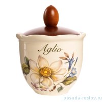 Банка для сыпучих продуктов 13 см с деревянной крышкой &quot;Artigianato ceramico /Весенние лепестки&quot; / 169916