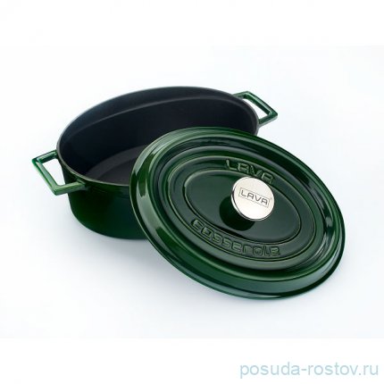 Кастрюля 29 см с крышкой овальная 4,8 л &quot;Lava /Green&quot; / 223346