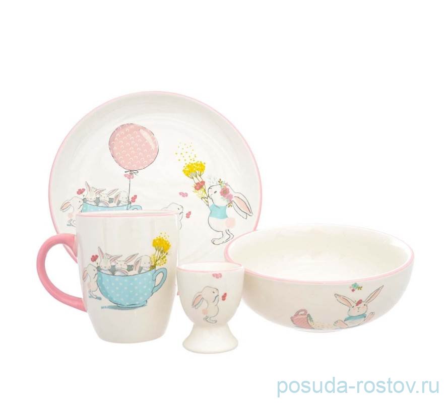 Детский набор 4 предмета розовый "Funny Bunnies" / 279990