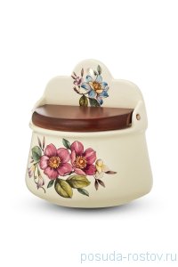 Банка для сыпучих продуктов 18 см с деревянной крышкой &quot;Artigianato ceramico /Весенние лепестки&quot; / 243536