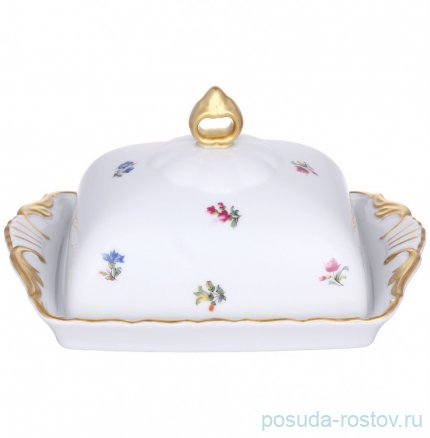 Маслёнка 250 г &quot;Офелия /3051 /Мелкие цветы /золото&quot; / 299091