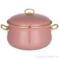 Кастрюля 24 х 15 см с крышкой эмалированная 6,1 л розовая &quot;Agness /Deluxe&quot; / 210694