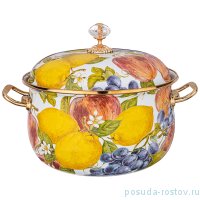 Кастрюля 26 см с крышкой эмалированная 7,5 л &quot;agness /фландрия /фрукты&quot; / 225326