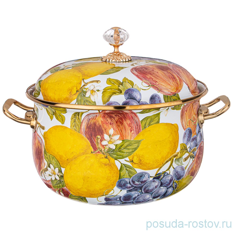 Кастрюля 26 см с крышкой эмалированная 7,5 л "agness /фландрия /фрукты" / 225326
