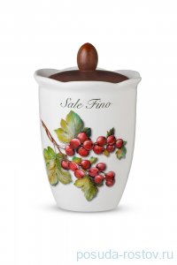 Банка для сыпучих продуктов 19 см с деревянной крышкой Соль &quot;Artigianato ceramico /Лесные ягоды&quot; / 243557