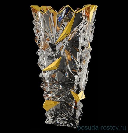 Ваза для цветов 30,5 см &quot;Glacier /С золотом&quot; хрусталь Йиглава / 091431