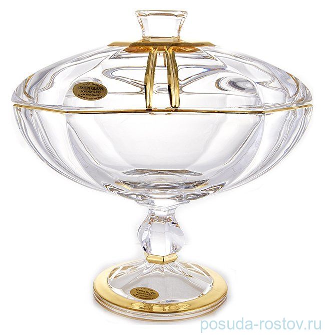 Фруктовница 25 x 15 см н/н с крышкой "Ирена /Гамбург /Золото D2" / 151604