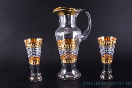 Набор для воды 7 предметов (кувшин + 6 стаканов) &quot;Иксовка / Версаче шестиугольники и камни синие&quot; / 108085