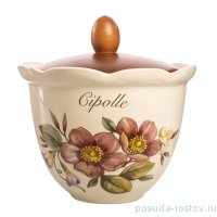 Банка для сыпучих продуктов 16 см с деревянной крышкой Лук &quot;Artigianato ceramico /Весенние лепестки&quot; / 169917