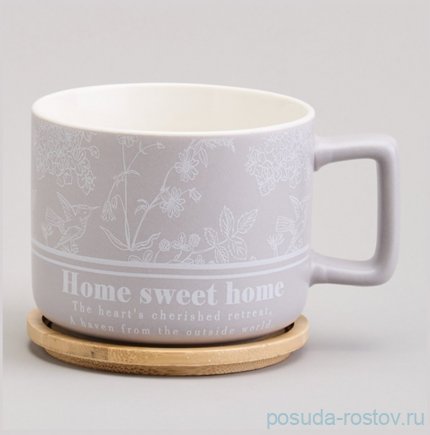 Кружка 400 мл с бамбуковой крышкой 9,6  х 8 см &quot;Loving family&quot; / 368917