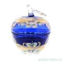 Вазочка 10,5 см с крышкой-яблоко &quot;Лепка синяя&quot; SC / 150763