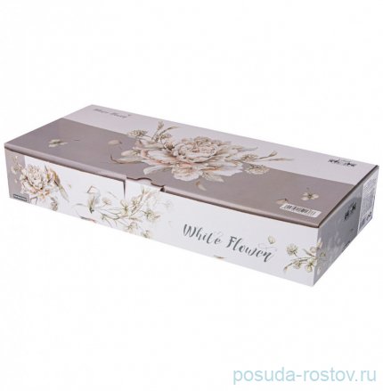 Набор чайных пар 330 мл 6 шт серые &quot;White flower&quot; / 236298