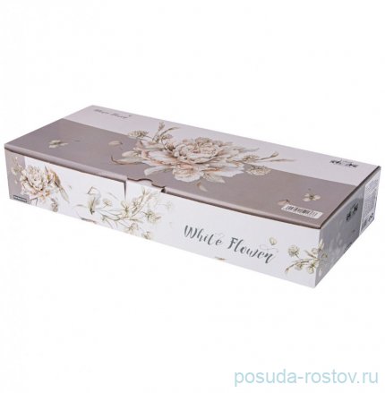 Набор чайных пар 330 мл 6 шт серые &quot;White flower&quot; / 236298