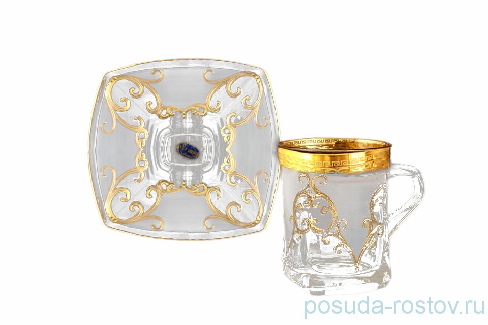 Набор чайных пар 250 мл 6 шт "Антик золото 3D" J-M / 132439