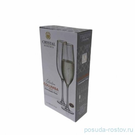 Бокалы для шампанского 260 мл 2 шт &quot;Columba /Колумба /Оптика /Отводка золото&quot; / 336711