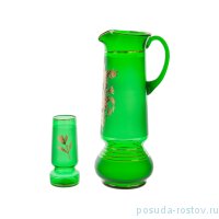 Набор для воды 7 предметов (кувшин + 6 стаканов по 250 мл &quot;Зелёный /Лилии&quot; / 169569