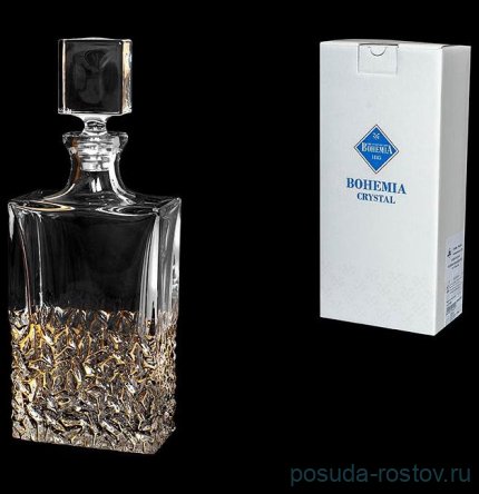 Графин для виски 1 л &quot;NICOLETTE /Мрамор золотой&quot; хрусталь Йиглава / 163833