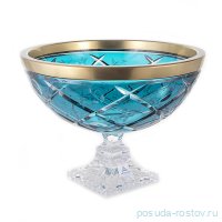 Ваза для фруктов 26 см н/н &quot;Роза /Золотой кант /Бирюза&quot; / 221405