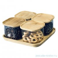 Набор банок для сыпучих продуктов на подставке 4 шт (подарочная упаковка) / 363189