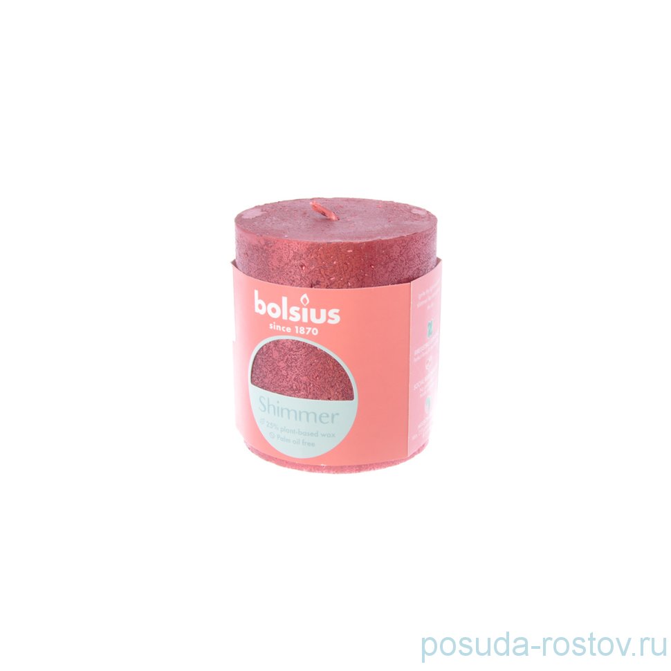 Свеча Рустик 8 х 6,8 см "Christmas world /Бордовая /Bolsius" / 262584