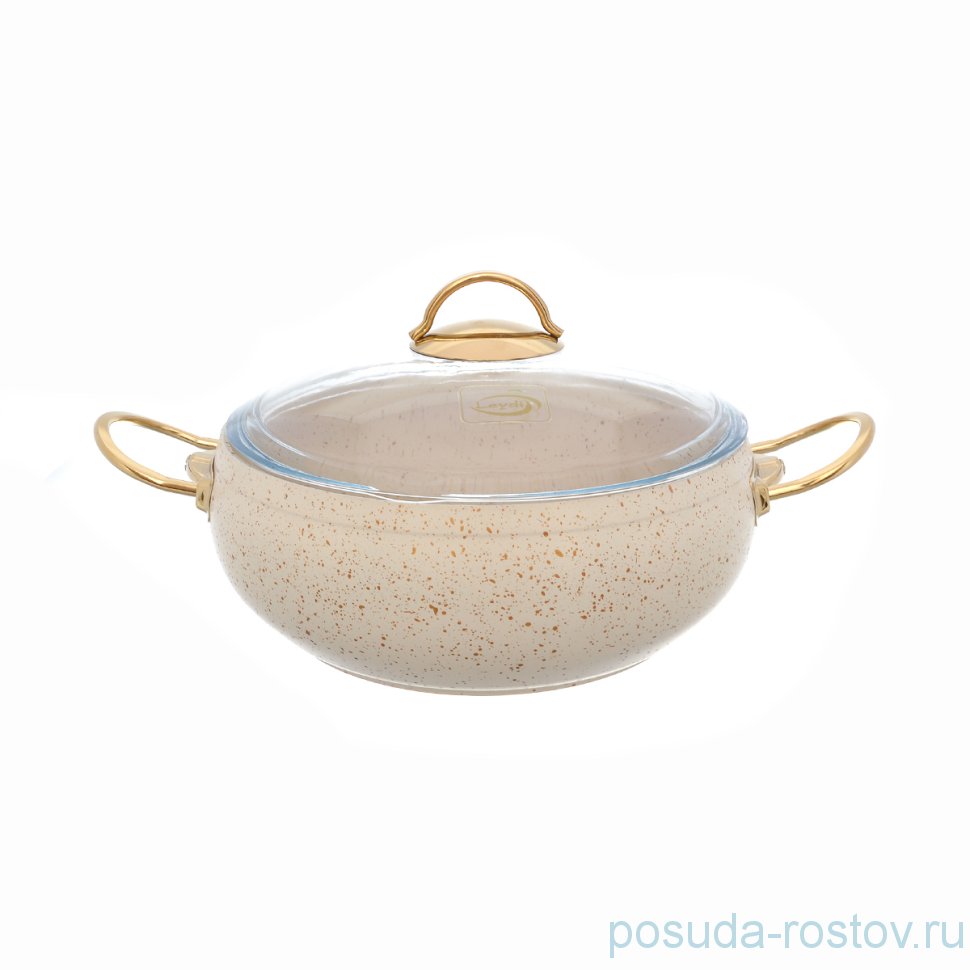 Кастрюля 24 см с крышкой антипригарное покрытие слоновая кость "Leydi /Repast" / 236540