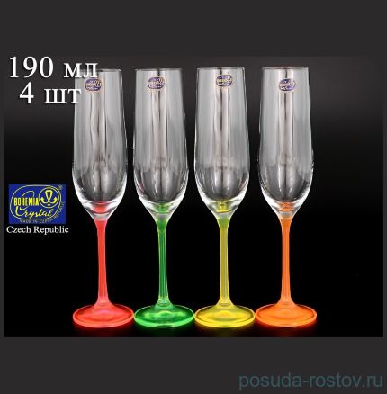 Бокалы для шампанского 190 мл 4 шт &quot;Виола /Неон /Ассорти&quot; / 084087