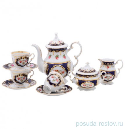 Кофейный сервиз на 6 персон 15 предметов &quot;Соната /Роза /Кобальт&quot; / 027943