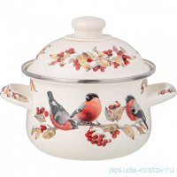 Кастрюля 16 х 10 см с крышкой эмалированная 1,5 л &quot;Снегири&quot; / 362214