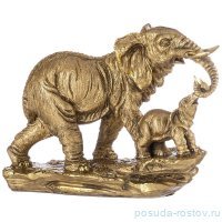 Фигурка 25 х 21 см &quot;Слон со слонёнком на камне&quot; /бронза с позолотой / 273622