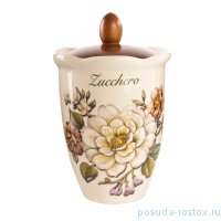 Банка для сыпучих продуктов 19 см с деревянной крышкой &quot;Artigianato ceramico /Весенние лепестки&quot; / 169919