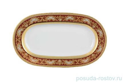 Блюдо 24 см овальное &quot;Констанц /Алена золото 3D&quot; красное / 100283