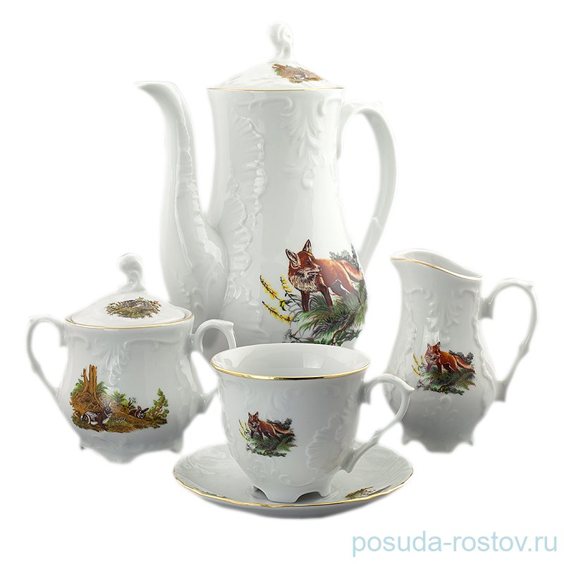 Кофейный сервиз на 6 персон 15 предметов "Рококо /Охота" (170 мл) / 111491