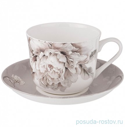 Чайная пара 500 мл 1 шт серая &quot;White flower&quot; / 236281