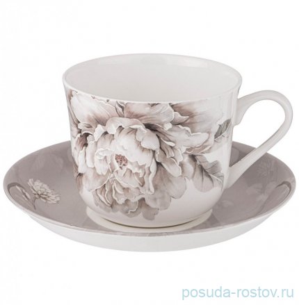 Чайная пара 500 мл 1 шт серая &quot;White flower&quot; / 236281