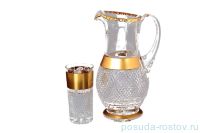 Набор для воды 7 предметов (кувшин 1,3 л + 6 стаканов) &quot;Max Crystal /Филиция /Хрусталь с золотом&quot; / 124849