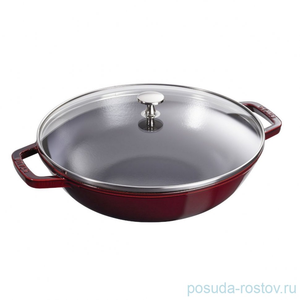 Вок 30 см со стеклянной крышкой гранат 4,4 л "STAUB" / 271348