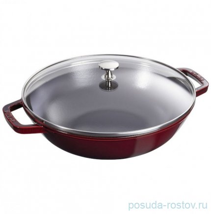 Вок 30 см со стеклянной крышкой гранат 4,4 л &quot;STAUB&quot; / 271348