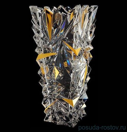 Ваза для цветов 30,5 см &quot;Glacier /С золотом&quot; хрусталь Йиглава / 099843