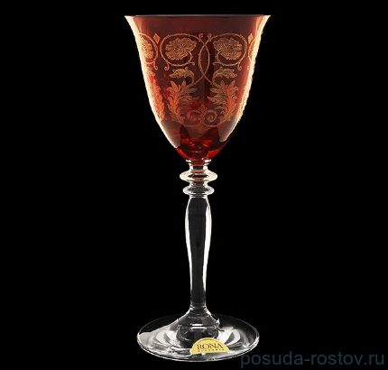 Бокалы для белого вина 190 мл 6 шт &quot;Гармония /Рубин с золотыми вензелями&quot; / 029852