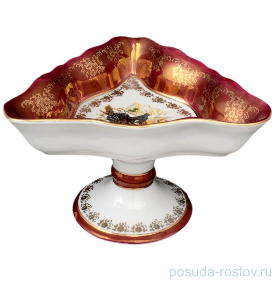Салатник 19 см треугольный н/н "Корона /Охота красная" / 042421