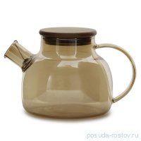 Заварочный чайник 1 л с бамбуковой крышкой фильтр в носике медовый / 323679