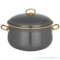 Кастрюля 24 х 15 см с крышкой эмалированная 6,1 л серая &quot;Agness /Deluxe&quot; / 210699