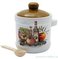 Банка для сыпучих продуктов с ложкой (13 х 11 х 12 см) &quot;Олива&quot; / 130109