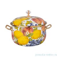 Кастрюля 22 см с крышкой эмалированная 4,8 л &quot;Agness /Фландрия /Фрукты&quot; / 225324