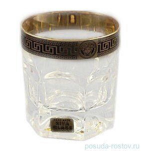 Стаканы для виски 185 мл 6 шт хрустальные "Астра Голд /Версаче чёрное золото" / 043664