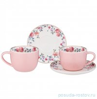 Набор чайных пар 250 мл 2 шт розовые &quot;Blossom /С розами&quot; / 323084