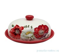 Блюдо для блинов 23 х 9,7 см с крышкой &quot;Маки&quot; / 278731