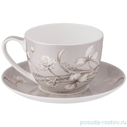 Чайная пара 330 мл 1 шт серая &quot;White flower&quot; / 236296