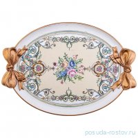 Поднос 52 х 37 х 5 см овальный с ручками &quot;Букет&quot; / 186631